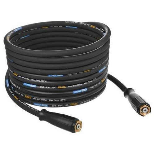 Vysokotlaková hadica Premium+ s dvojitým oceľovým opletom, odolná voči vysokým teplotám 15 m DN8 s konektormi M22-M22 (model: typ K) pre tlakové umývačky Karcher a Kranzle