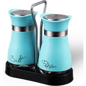 Set 2 Solnite Sare si Piper cu Suport Elegant din Inox, Culoare Albastru ABYZ™, accesorii Practice si Moderne pentru Bucatarie 131089503 - Depozitare și organizare