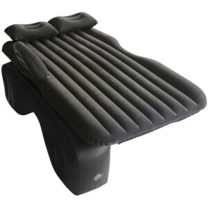 SDEPOT® felfújható matrac, fokozott kényelemért utazás vagy hosszabb szünetek során, párnákkal, ellenálló anyagból, borulásgátlóval, pumpával, fekete