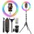 Кръгла лампа RGB Ring Light NewEvo, Фото, Грим, YouTube, 60W, диаметър 26 см, RGB осветление, 18 различни цвята на фона, с включен статив 210 см, безплатен държач... 136187689