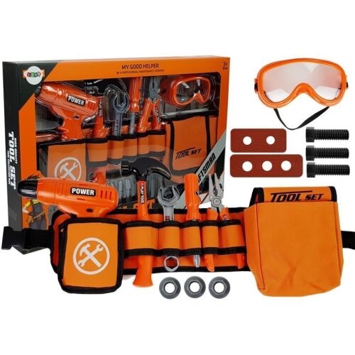 Gyermek Szerszámkészlet: Gürtel, Bohrmaschine, Hammer, Zange und Schraubendreher komplettes Set