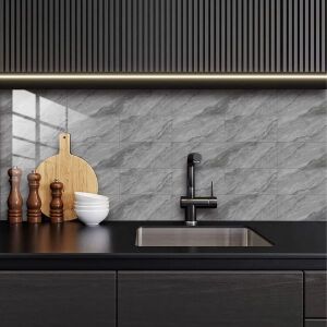 Bucătărie cu panouri de perete autoadezive cu efect de marmură - Panele & Autocolante de perete