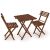 Dark brown foldable balcony set with two chairs and a table isolated