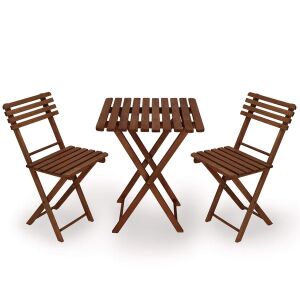 Foldable dark brown beechwood balcony set with two chairs and a table - Garden Table