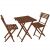 Folding beech wood balcony set with 2 chairs and table, dark brown 131103823