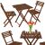 Folding beech wood balcony set with 2 chairs and table, dark brown 131103823
