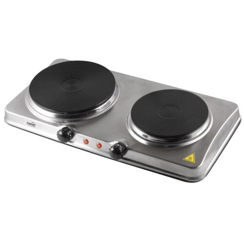 Home HG R 04SS hordozható elektromos dupla főzőlap rozsdamentes acél házzal