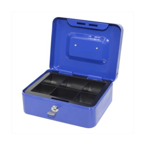 Bluering PNZK3 fém pénzkazetta, 6 rekeszes, 2 kulcs, kék 131106077