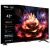 Szögletes nézet a TCL 43 hüvelykes 43V6C 4K UHD LED TV-ről, kiemelve a funkciókat