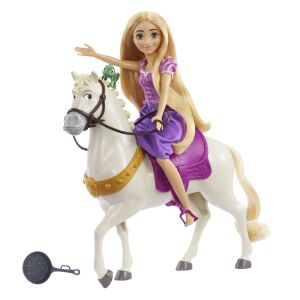 Păpușa Disney Princess Rapunzel călărind calul Maximus set de joacă - Mattel Baba