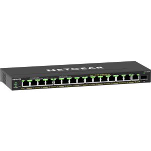 3/4-Ansicht des Netgear GS316EPP-100PES 16-Port Gigabit Ethernet PoE+ Unmanaged Switch - Netgear