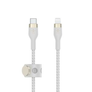 Belkin Kabel w oplocie, USB-C do Lightning, 2 m, biały 131125745 - Kabel Lightning