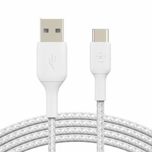 Belkin USB-C - USB-A kábel, biely, pletený, 1 meter - Káble