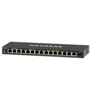 Schräge Ansicht des Netgear GS316EP-100PES 16-Port Gigabit Ethernet PoE+ Switches - Netgear