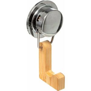 5five Bambusowy haczyk na przyssawkę, naturalne drewno i chromowane wykończenie - Wieszak na ręczniki