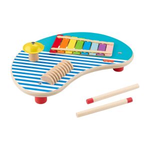 Fisher-Price 3 az 1-ben fa zenélő asztal játék xilofonnal, cintányérral és guiroval - Fisher Price