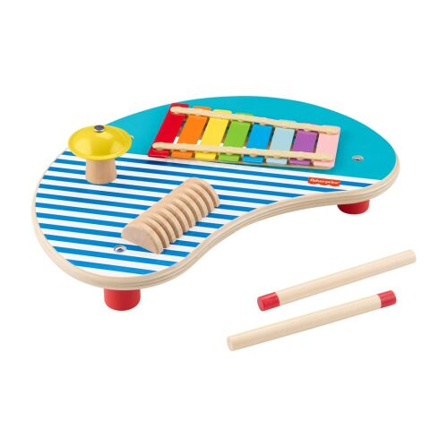 Fisher-Price 3 az 1-ben fa zenélő asztal játék xilofonnal, cintányérral és guiroval