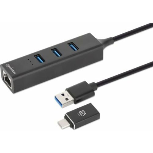 MANHATTAN 3-Port USB 3.0 Typ-C/A Kombo-Hub + Netzwerkadapter 131165839