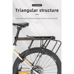 Rockbros 33210004001 czarny bagażnik rowerowy o trójkątnej strukturze zamontowany na rowerze - Rockbros