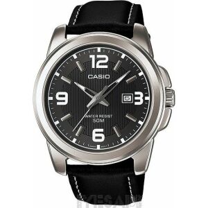 Pánske hodinky Casio s čiernym koženým remienkom, vodeodolné - Casio