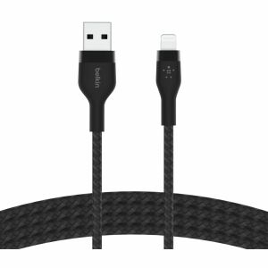 Belkin USB-A to LTG Braided silicone 1M Black 140802018 - Kabel Lightning