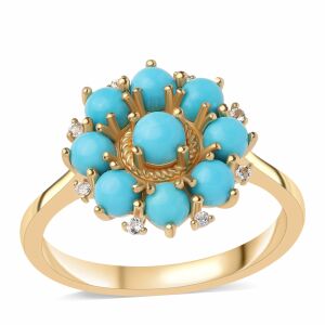 Arannyal Bevont Ezüst Gyűrű Csipkerózsika Türkizzel és Fehér Topázzal, ROS480/54 131174453 - Női kiegészítő