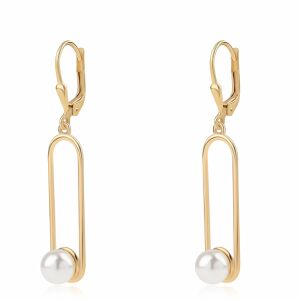 Arannyal Bevont Ezüst Fülbevaló Fehér Édesvízi Gyönggyel, ROS518 131174504 - Nőknek