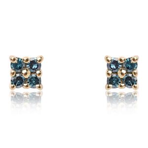 Arannyal Bevont Ezüst Fülbevaló Kék Gyémánttal, ROS520 131174505 - Divat & Öltözködés