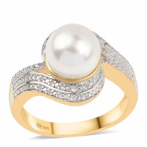 Arannyal Bevont Ezüst Gyűrű Édesvízi Gyönggyel és Topázzal 131174519 - Női gyűrű