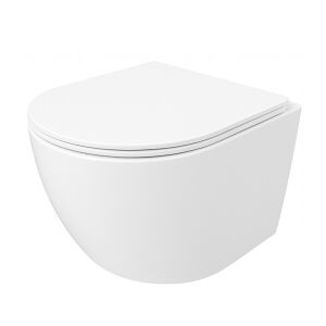 Biała miska WC bezkołnierzowa wisząca z deską wolnoopadającą - WC