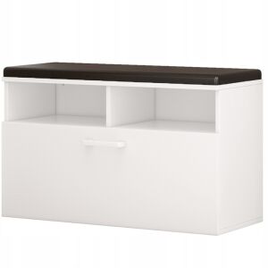 Weißer Schuhschrank mit Sitzfläche und Staufach - Schuhregale