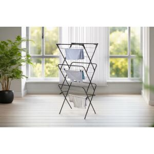 Camilla fekete ruhaszárító állvány használat közben, beltéri mosás - Ruhaszárító