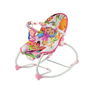 Inna Balansoar pentru bebeluși 2 în 1 cu model floral roz, muzical și vibrator - Balansoare si leagane și Scaune de masa bebe