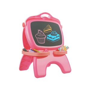 Lean Różowa Magnetyczna Dwustronna Tablica z Kredą i Pisakiem - Deska kreślarska, tablica do pisania