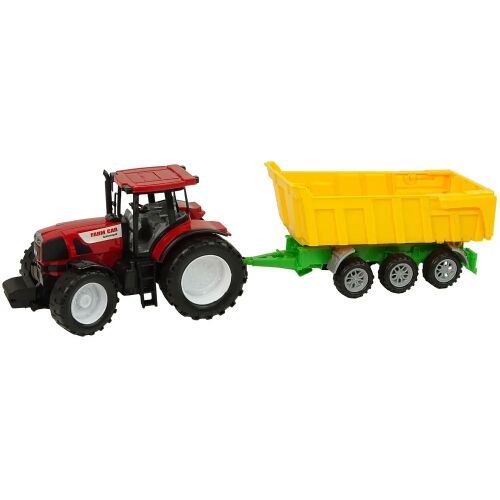 Piros traktor és sárga billenős teherautó játékkészlet 50 cm 131267637 - Lean Toys