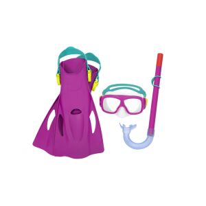 Set für Tauchermaske, Schnorchel, Flossen, rosa 135990302 - Tauchen