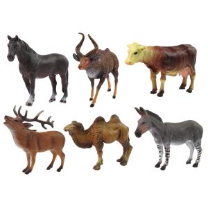 Erdei és Háziállatok Figurakészlet: Szarvas, Tehén, Szamár, Ló, Teve, Nagy Kudu