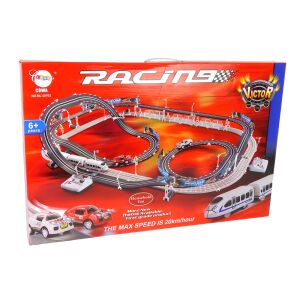 LeanToys Hipodrom uriaș Coaster electric 2in1 Racing 20km/h 131267679 - Tren, element feroviar, autostradă