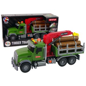 Камион, автомобил, кран, превозващ дървени трупи, звук 146132603 - Lean Toys