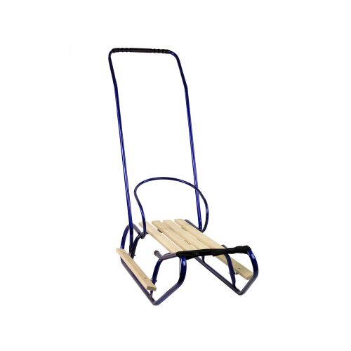 Kék fém szánkó tolókarral és háttámlával 136033721