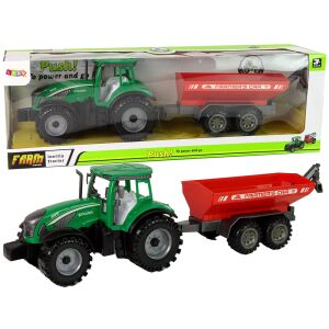 Zielony traktor z czerwoną przyczepą Fractal Drive