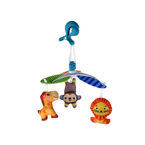 Hordozható illatos babamobil csíptetős rögzítéssel és plüss állatfigurákkal