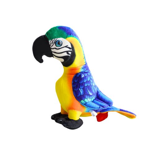 Sárga Papagáj Plüss Maskot 20 cm plüss játék fehér háttérrel - Plüssjáték