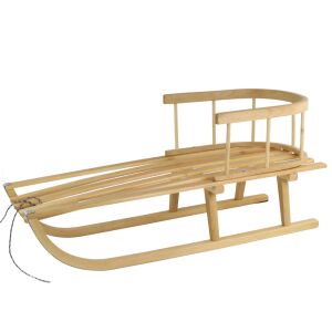 Fa szánkó háttámlával és húzózsinórral