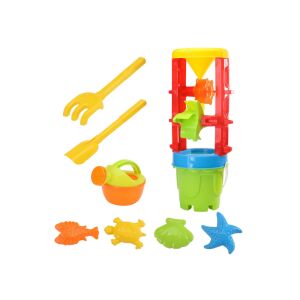 Színes homokozó játékkészlet nagy darálóval és formákkal