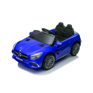 Mercedes SL65 S gyermek elektromos autó, kék színű, bőrüléssel