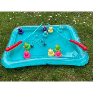 Kacsa horgász játék kültéri pancsoló medence horgász játék fürdőjáték, 10 db játék kacsával, 2 db horgászbottal