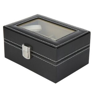 Óratartó doboz, 3 rekeszes, kívül fekete műbőr borítás, belűl krém színű textíl 131270830 - Óraforgató & óratartó doboz