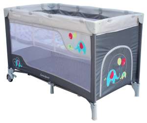 Baby Mix prémium Utazóágy - Elefántos #sötétszürke