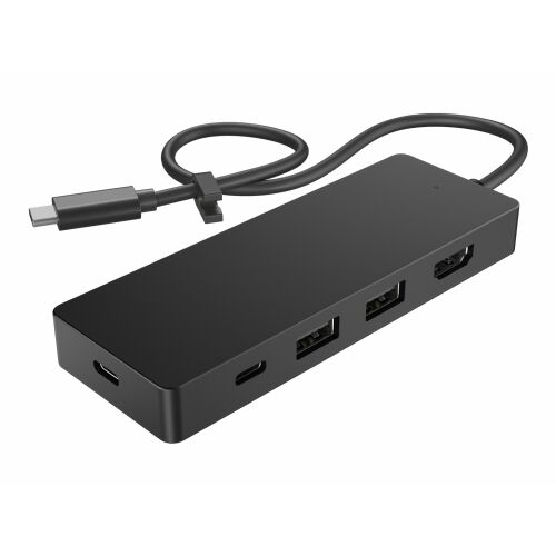 HP USB-C Travel Hub G3 - Angled View with Ports